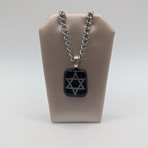 Handmade glass Star of David Men's Necklace.